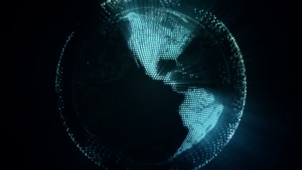 Işınlar ile Earth Hologram — Stok video