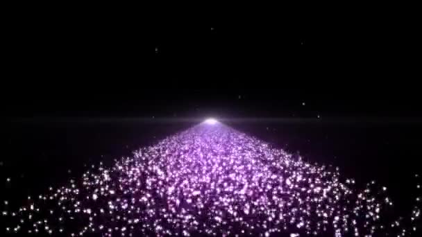 Hvězdná stezka fialová čára vzad s částicemi — Stock video