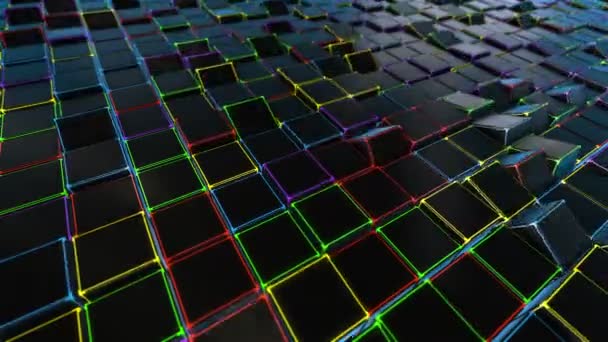 Tech Cubi al neon — Video Stock