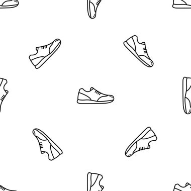 Spor ayakkabılar beyaz arka plan üzerinde izole dikişsiz desen.