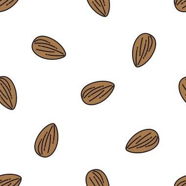 Beyaz arka plan üzerinde badem renkli izole dikişsiz desen.