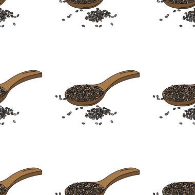 Chia tohumları beyaz arka plan üzerinde izole dikişsiz desen renkli.