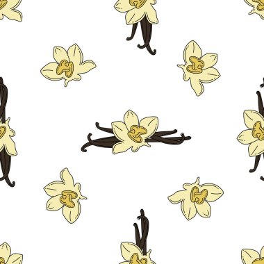 Beyaz arka plan üzerinde vanilya renkli izole dikişsiz desen.