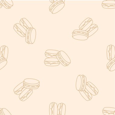Makaron simgeleri ile sorunsuz desen. Stil Anahattı. fırın ürünleri ve ekmek pişirme teması üzerine illüstrasyon. Vektör arka planı.