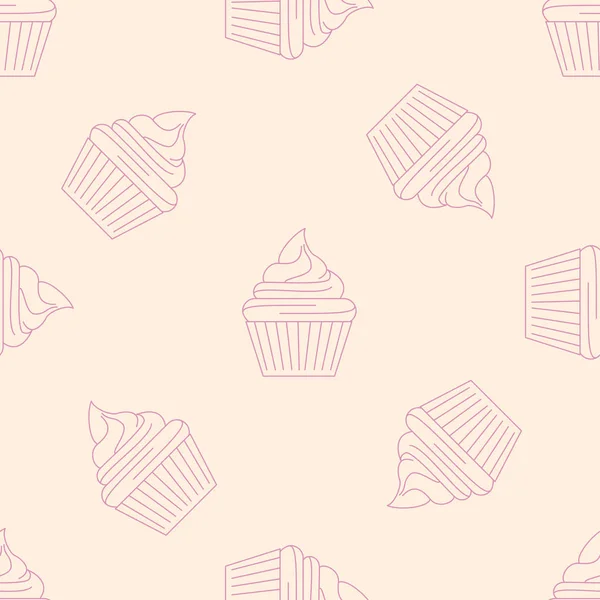 Pastel patrón sin costuras con iconos. Esquema de estilo. ilustración sobre el tema de los productos de panadería y panadería. Fondo vectorial . — Vector de stock