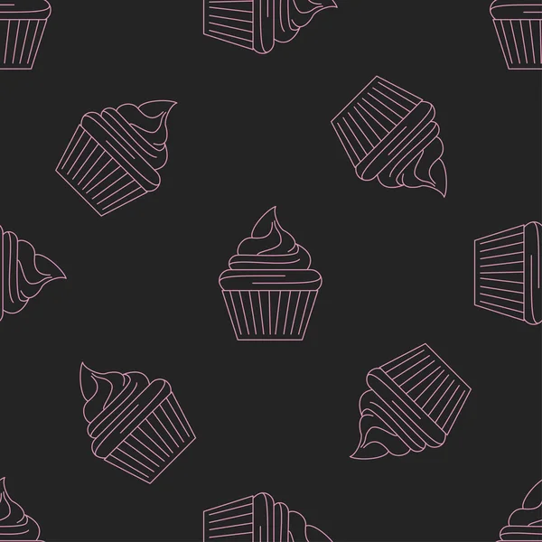 Pastel patrón sin costuras con iconos. Esquema de estilo. ilustración sobre el tema de los productos de panadería y panadería. Fondo vectorial . — Vector de stock