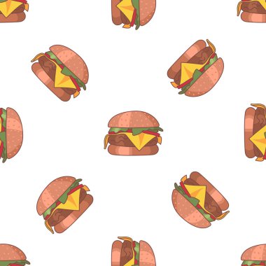 Dikişsiz desen simgeleri. Fırın koleksiyonu. Renkli simge. Beyaz arka plan üzerinde izole trendy düz tarzı. Vektör çizimi.