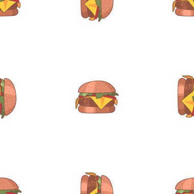 Dikişsiz desen simgeleri. Fırın koleksiyonu. Renkli simge. Beyaz arka plan üzerinde izole trendy düz tarzı. Vektör çizimi.