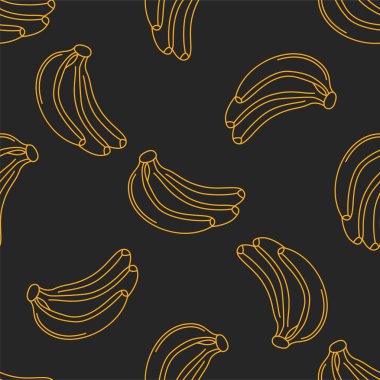 Siyah arka plan üzerinde renkli simgeler ile Meyve sorunsuz desen. Stil Anahattı. Vektör arka planı.