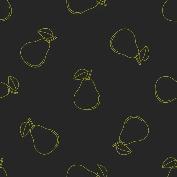 Patrón sin costuras de frutas con iconos de colores sobre fondo negro. Esquema de estilo. Fondo vectorial . — Vector de stock