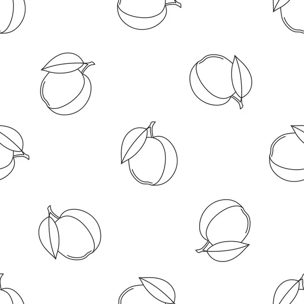 Patrón de frutas sin costura con iconos. Esquema de estilo. Fondo vectorial. Fondo blanco, icono negro . — Vector de stock