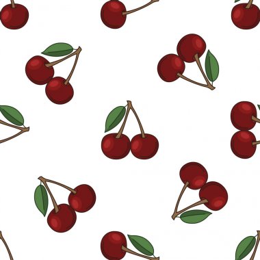 Meyve ler dikişsiz desen. Sevimli vektör deseni. Beyaz arka planda yalıtılmış