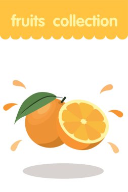 Meyve illüstrasyon. Düz stil simgesi. Turuncu vektör karikatür tasarımı, Eps 10 editable vektör.