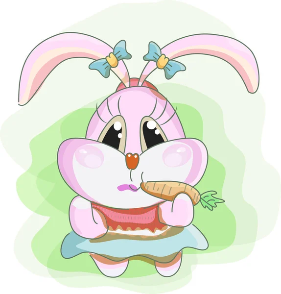Cute Rabbit Cartoon Carrot Vactor — Stock Vector