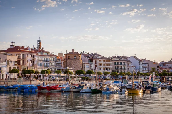 Cambrils Stadsgezicht Bij Zonsondergang Zicht Vanuit Haven — Stockfoto