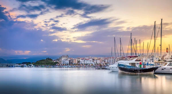 Paisaje Urbano Cambrils Atardecer Desde Puerto —  Fotos de Stock