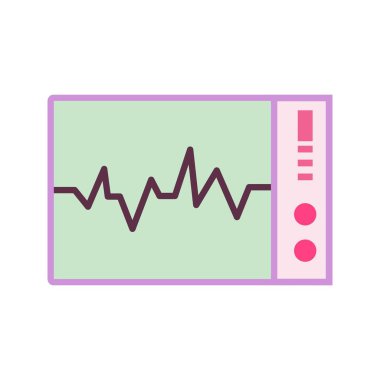 Ekg Düz Çok Renk Simgesi