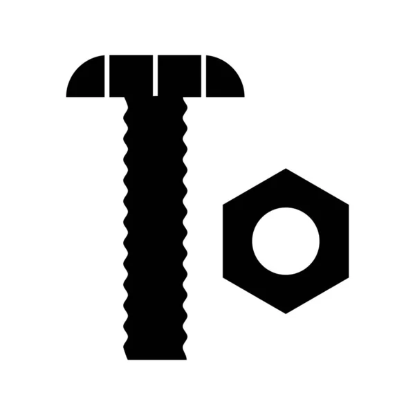 Icona Nut and Bolt Glyph Black — Vettoriale Stock