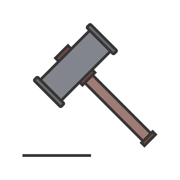 Houten hamer lijn gevuld icoon — Stockvector