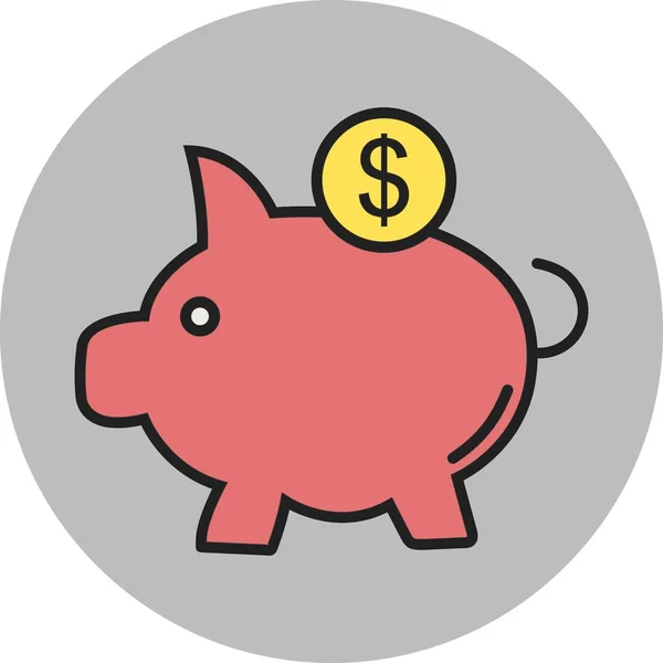 Piggy línea de ahorro llenado icono — Vector de stock