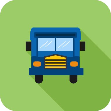 Otobüs Düz Uzun Gölge Simgesi