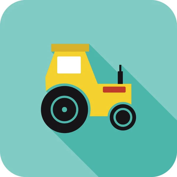 Traktor Flat lång skugga ikon — Stock vektor