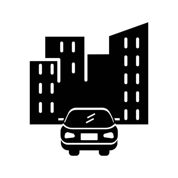 Coche en la ciudad Glyph Black Icon — Vector de stock