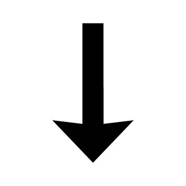 Aşağı Glyph Siyah Simge