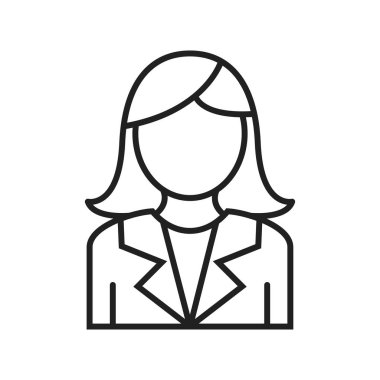 İş kadını Line Siyah Simge