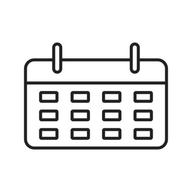 Takvim Satırı Siyah Simge