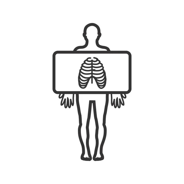 Skrzynia X ray linia czarna ikona — Wektor stockowy