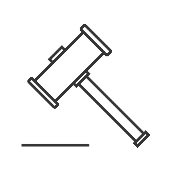 Trä hammare linje svart ikon — Stock vektor