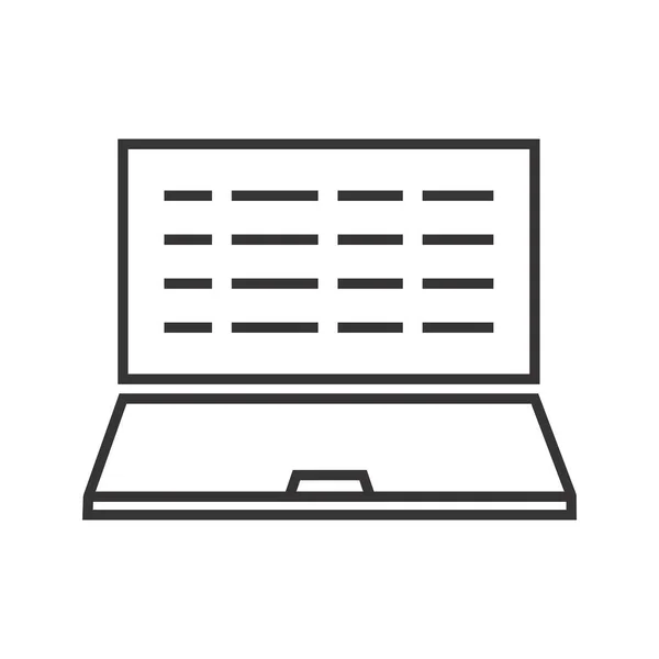 Pisanie linii laptopa czarna ikona — Wektor stockowy
