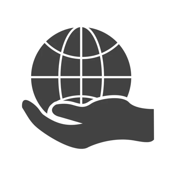 Global hand Glyph Black Icon — Stock Vector