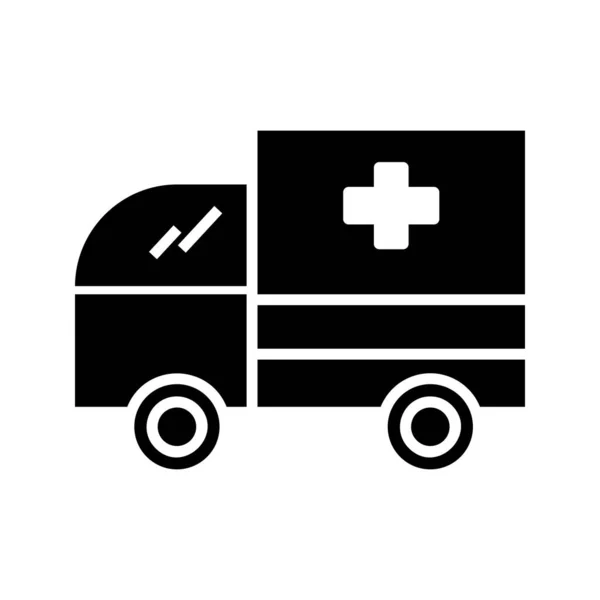 Icona nera del glifo di ambulanza — Vettoriale Stock