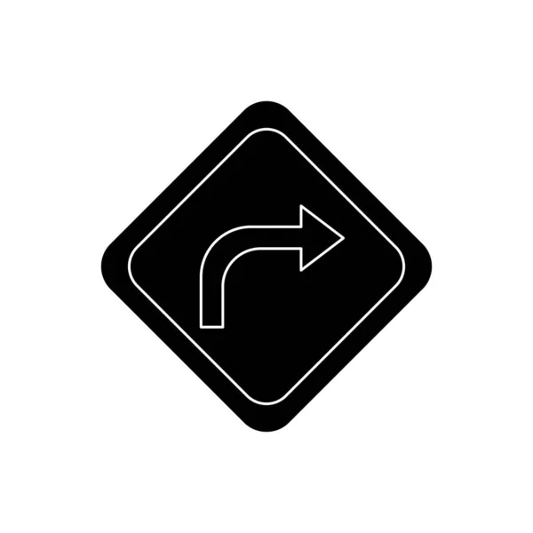 Черная икона правого поворота — стоковый вектор