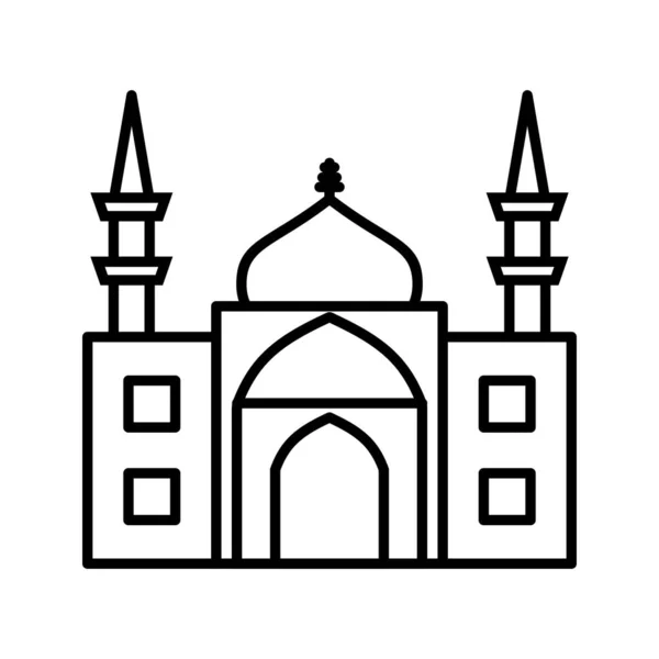Linha de mesquita Ícone preto — Vetor de Stock