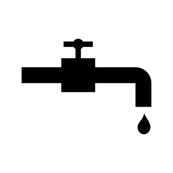 Schönes schwarzes Symbol mit Wasserhahn — Stockvektor