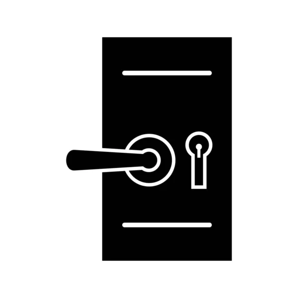 Belle porte verrouillage de sécurité glyphe icône noire — Image vectorielle