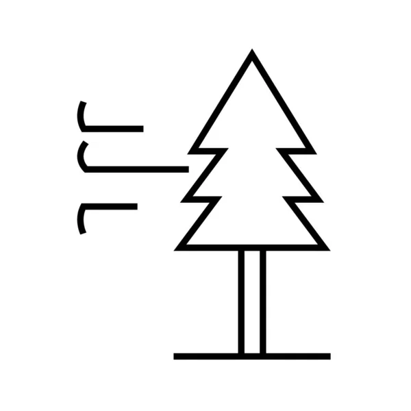 Δέντρο με άνεμο όμορφο χειμώνα γραμμή μαύρο εικονίδιο — Διανυσματικό Αρχείο