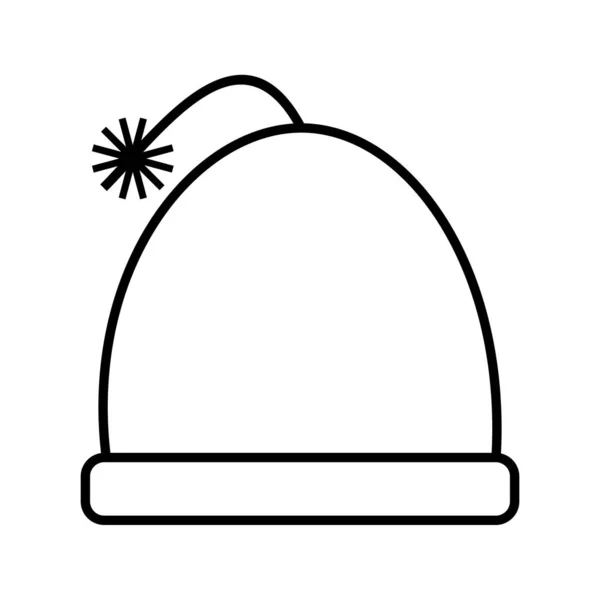 暖かい帽子美しい冬のライン黒のアイコン — ストックベクタ