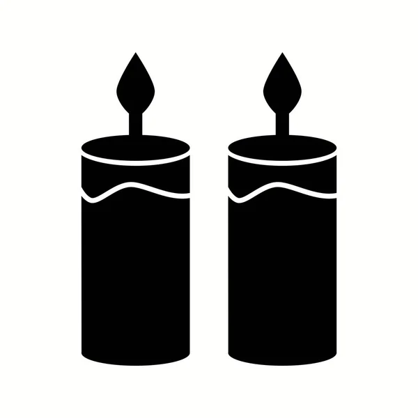 Mooie twee kaarsen glyph zwart pictogram — Stockvector