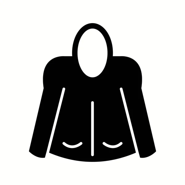 Belo ícone preto de glifo quente com capuz — Vetor de Stock