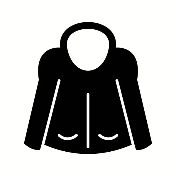 Hermosa chaqueta caliente glifo icono negro — Vector de stock