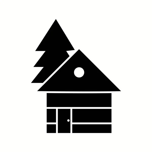 美丽的木屋字形黑色图标 — 图库矢量图片