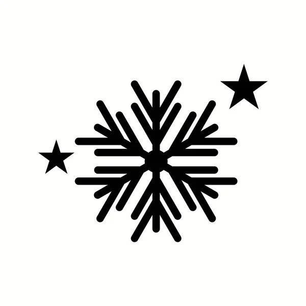 Krásné sněhové vločky-černá ikona — Stockový vektor