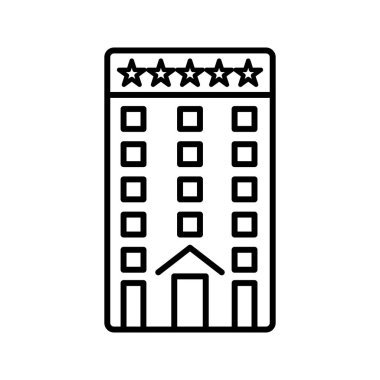 Beş yıldızlı Building Line siyah simgesi