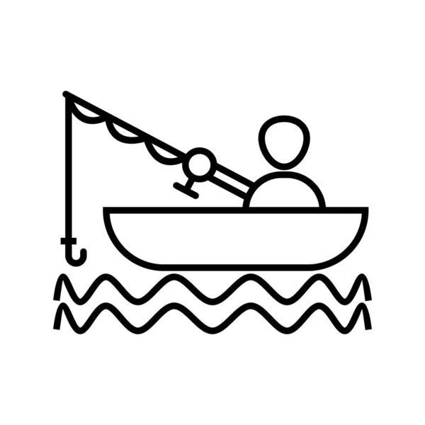 Línea de pesca Icono Negro — Vector de stock