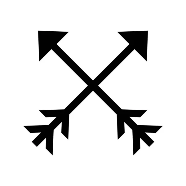 Två pilar Glyph svart ikon — Stock vektor