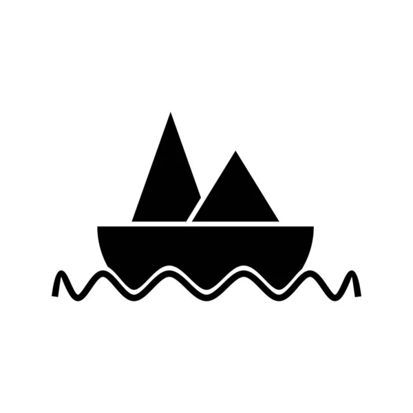 Човен Гліф чорна ікона — стоковий вектор